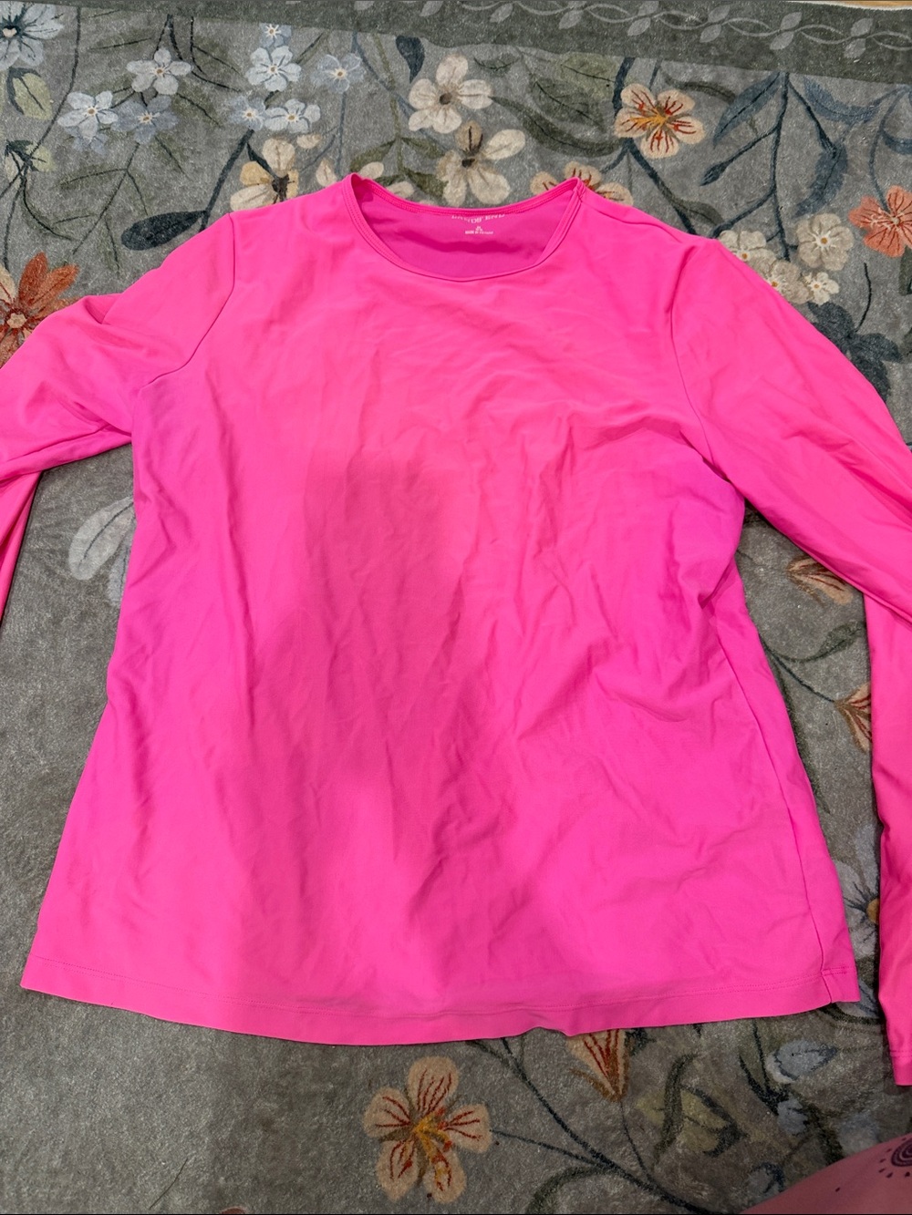 Lands' End Women’s Hot Pink Long-Sleeve Crewneck Tee